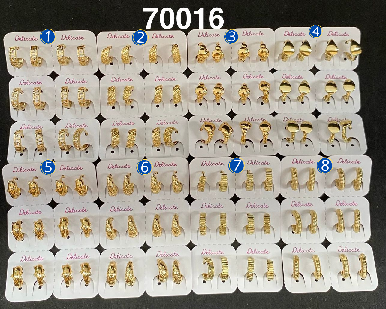 Paquete de 6 pares de aretes Dorados M10 Oro Laminado