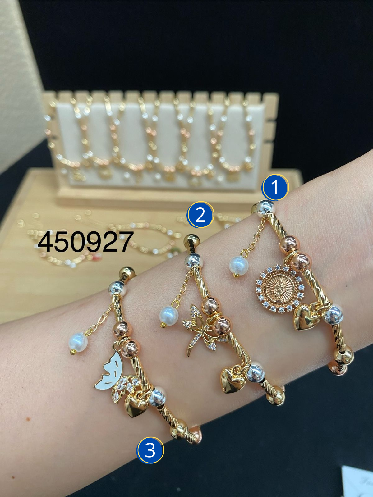 Pulseras con dijes M39 ORO LAMINADO