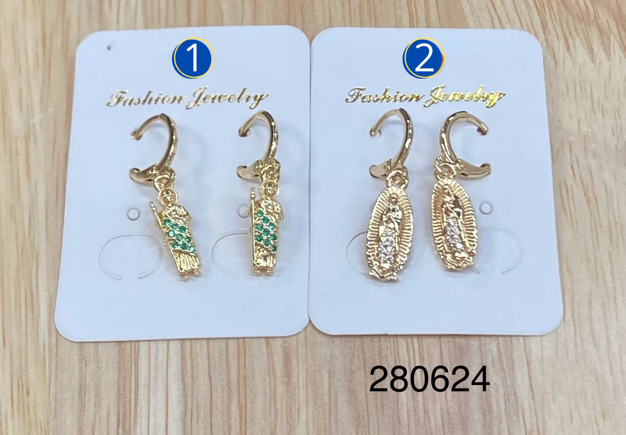 Aretes Dorados Religiosos M6 Oro Laminado
