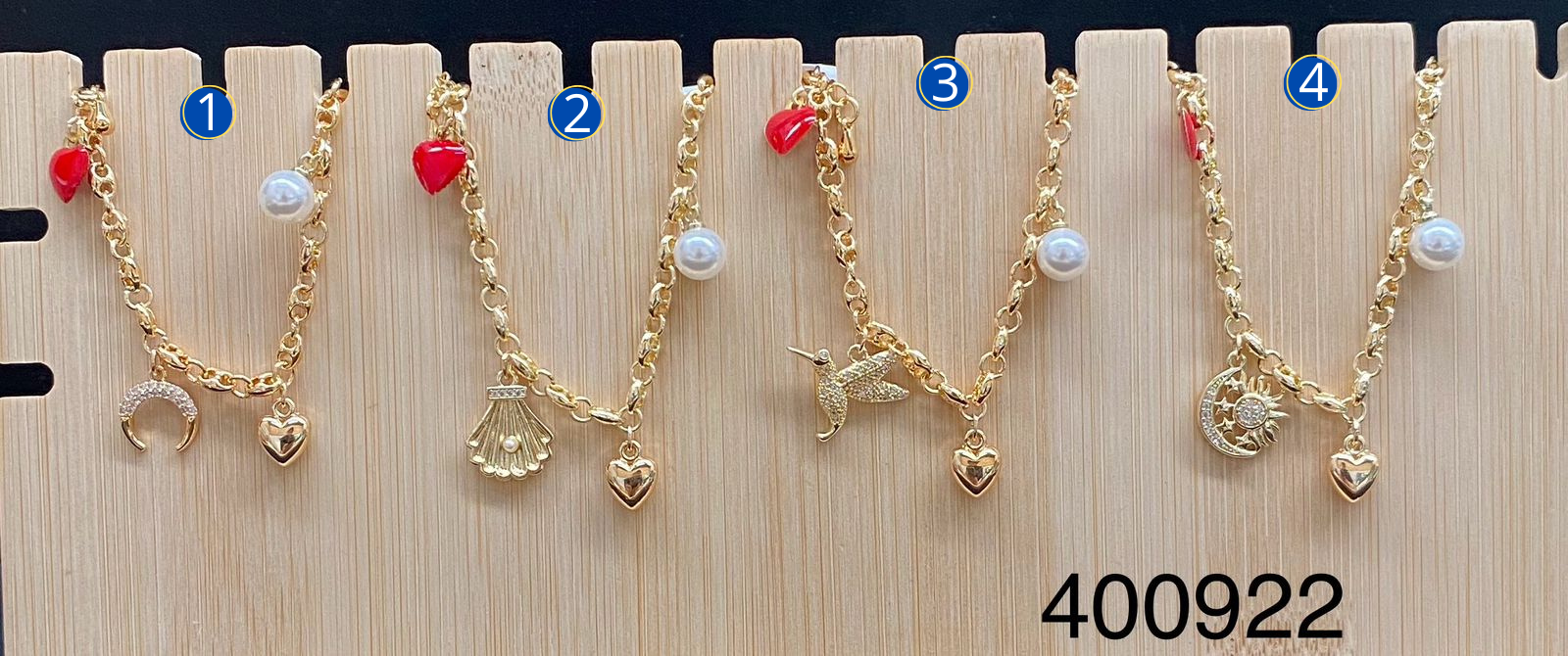 Pulseras Doradas con diferentes dijes M1 Oro Laminado