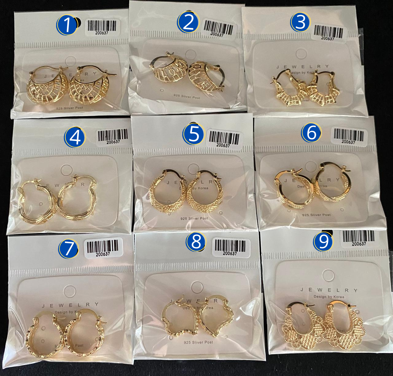Aretes Dorados diferentes Diseños M3 Oro Laminado