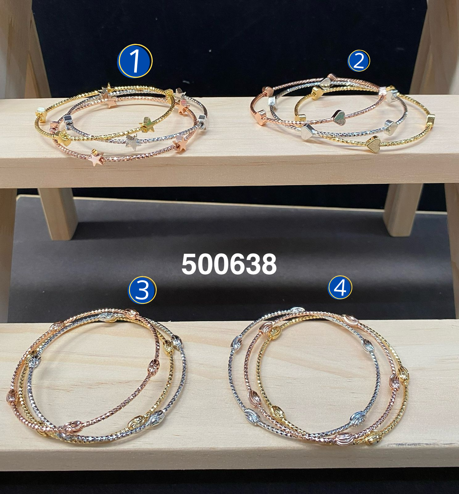 Pulseras de 3 colores M1 Oro Laminado