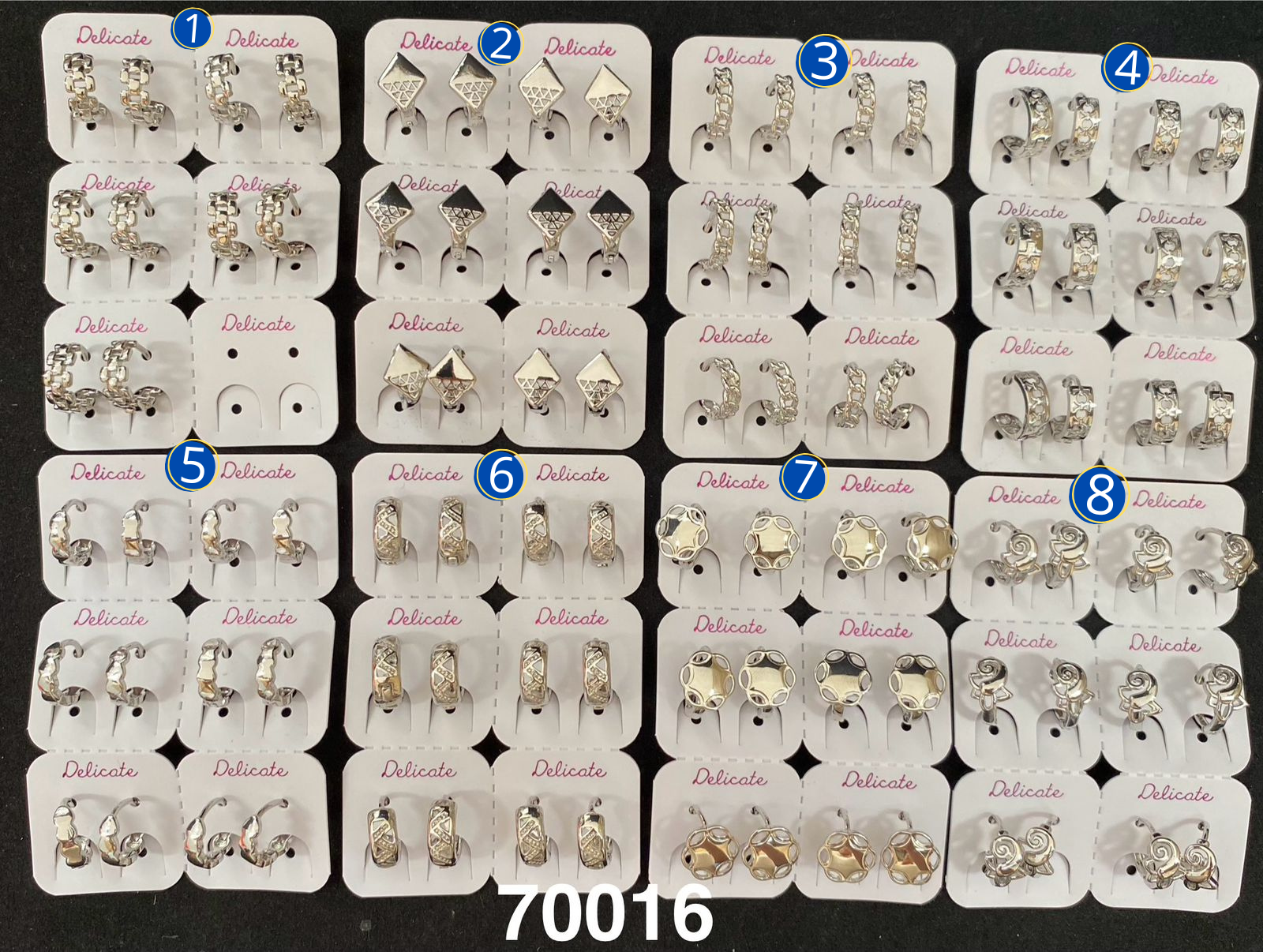 Paquete de 6 pares de Aretes Dorados M2 Oro Laminado