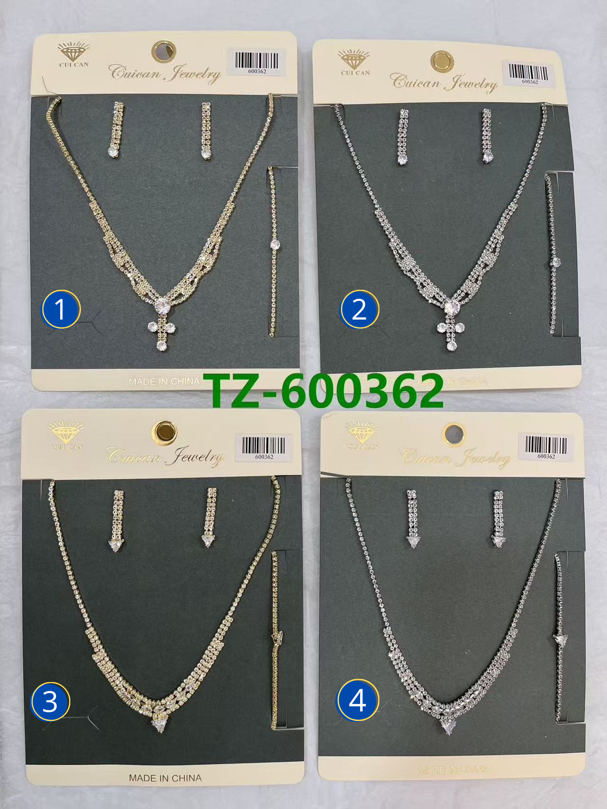 Conjuntos Plateados con piedras M21 Oro Laminado
