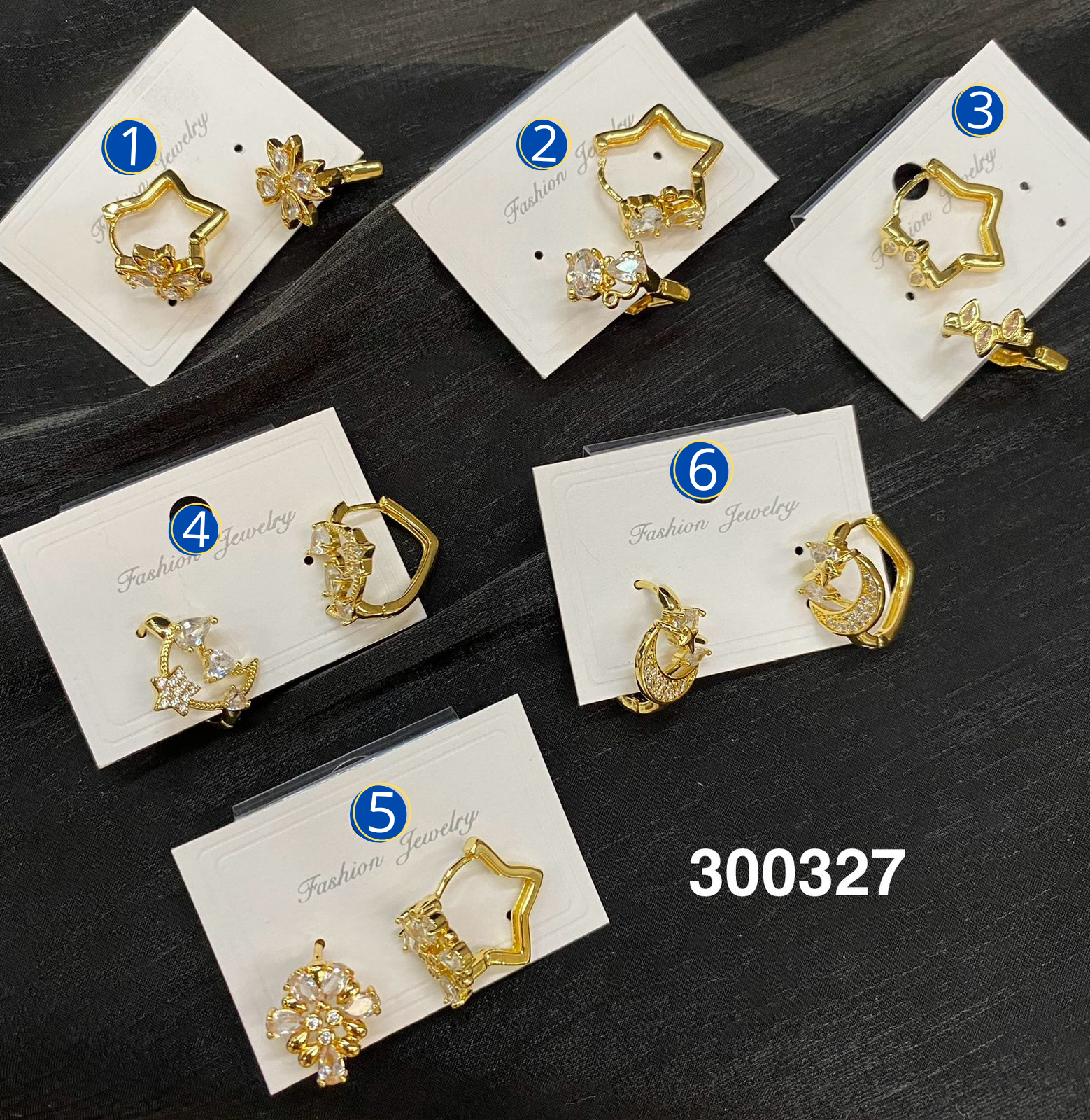 Aretes Dorados con Piedras de aro M9 Oro Laminado