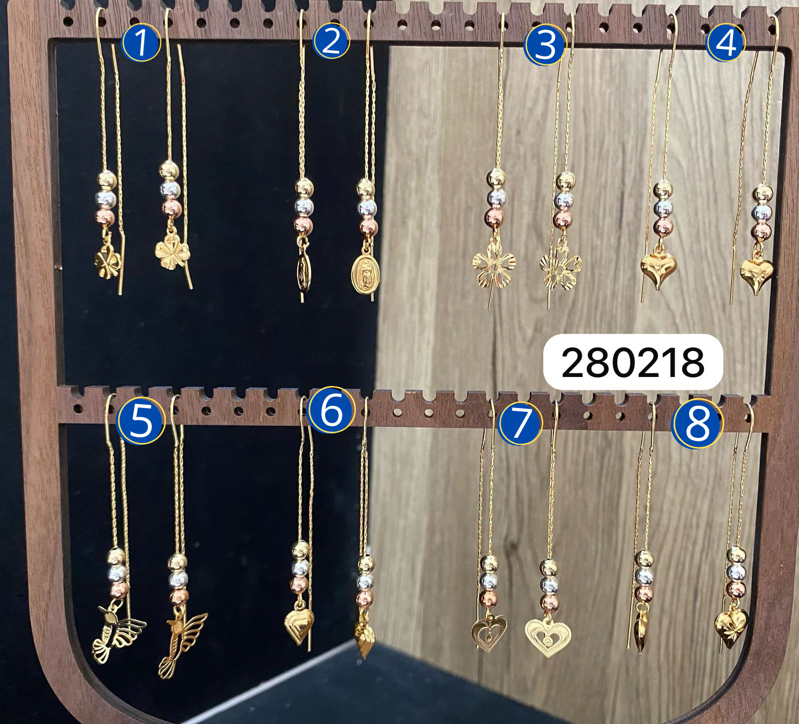 Aretes Largos de Tres colores M2 Oro Laminado