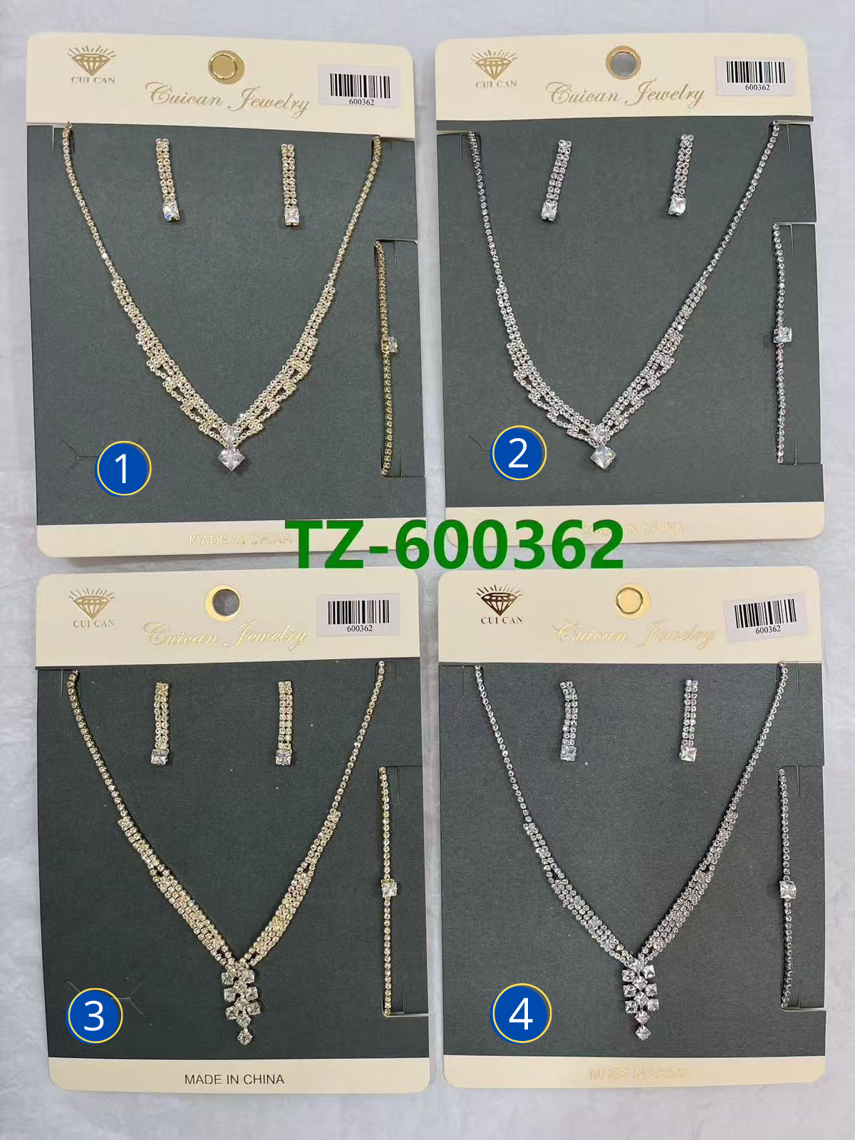 Conjuntos Plateados con piedras M2 Oro Laminado