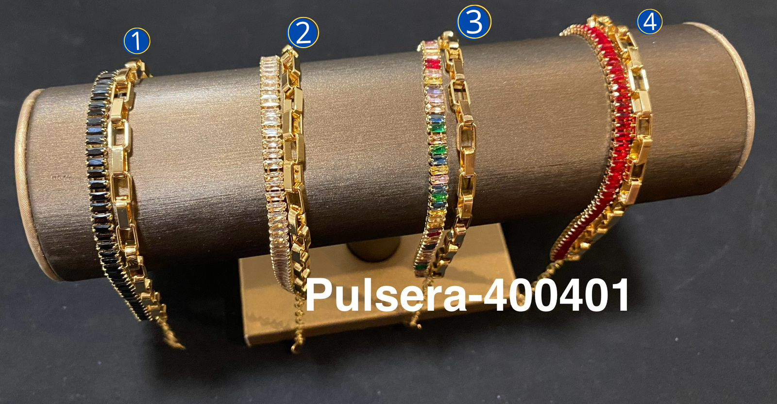 Pulsera Dorada con Piedras de Color M7 Oro Laminado