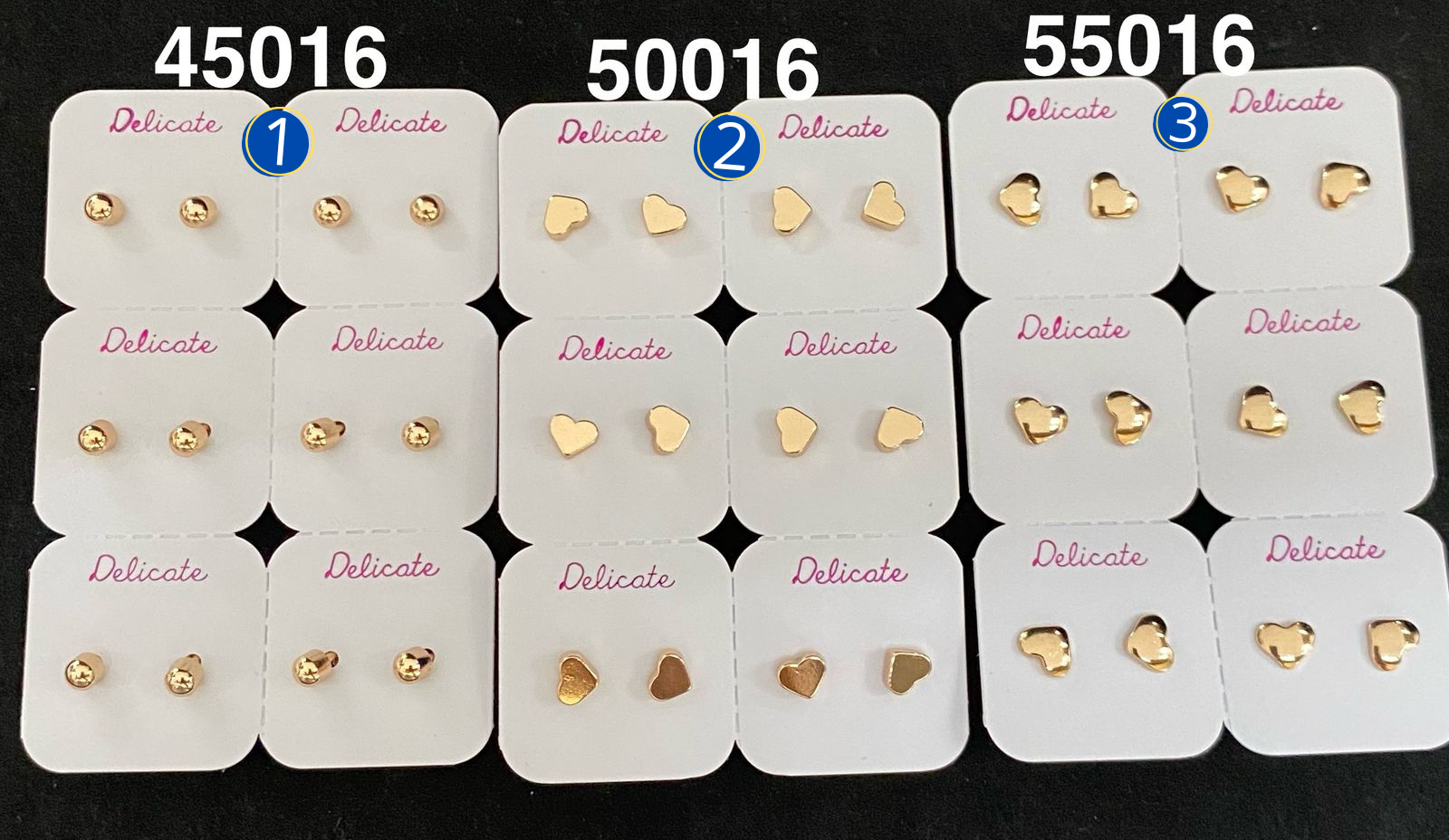 Paquete de 6 pares de aretes dorados M42 Oro Laminado