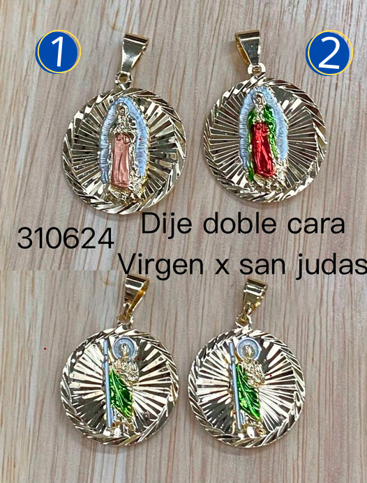 Dijes con doble cara Religiosos Dorados M14 Oro Laminado