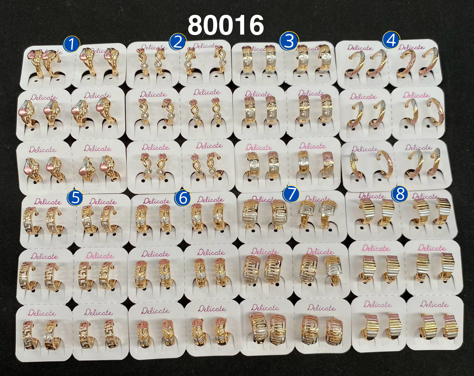 Paquete de 6 pares de aretes Dorados M4 Oro Laminado