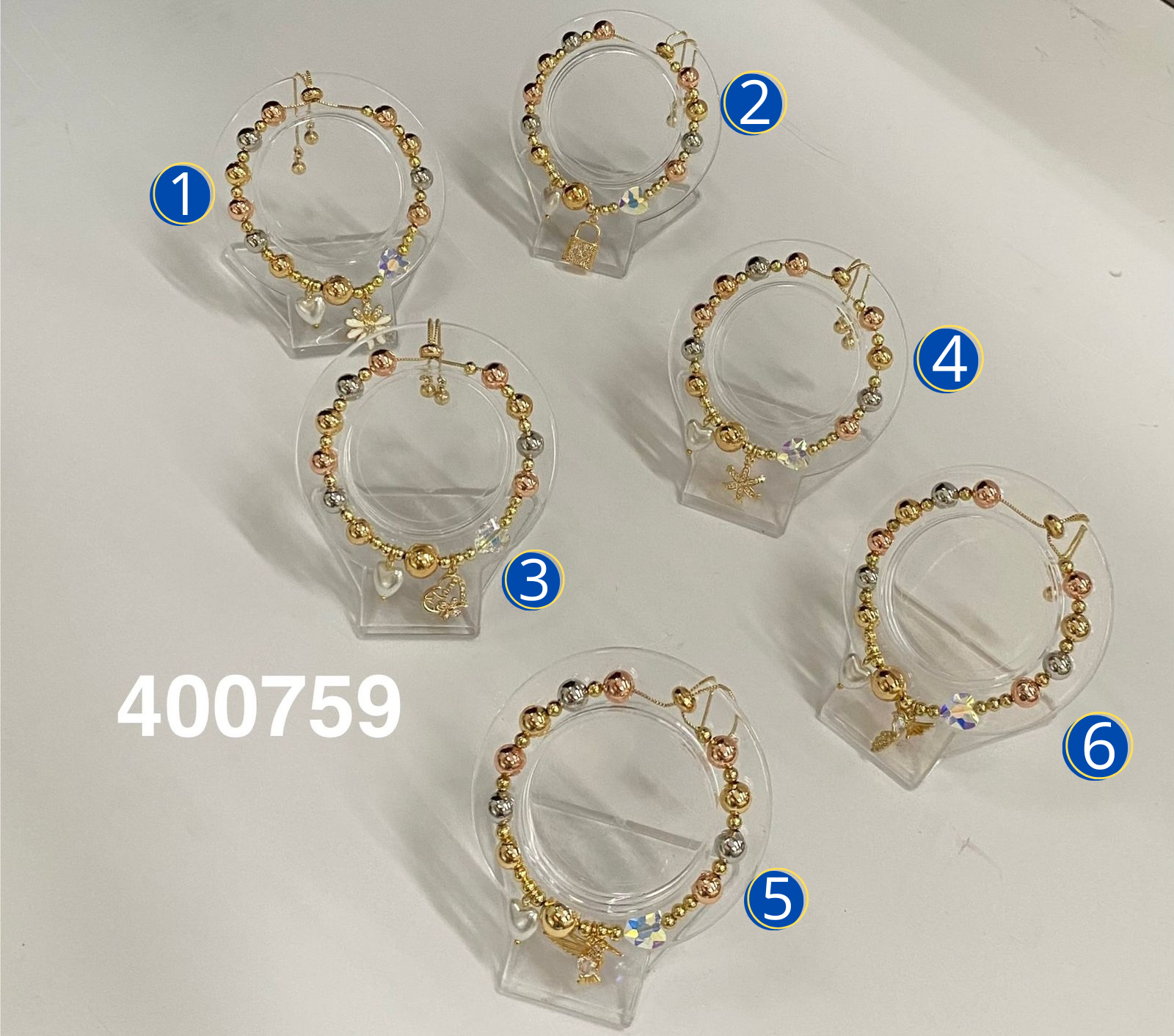 Pulseras Doradas con Dijes M6 Oro Laminado 02/03/26