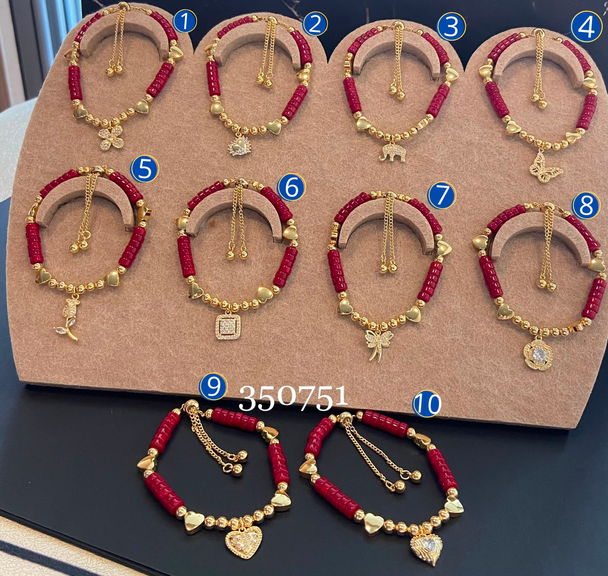 [12/SEPTIEMBRE/26] Pulseras Dorada concuentas Rojas M1 Oro Laminado