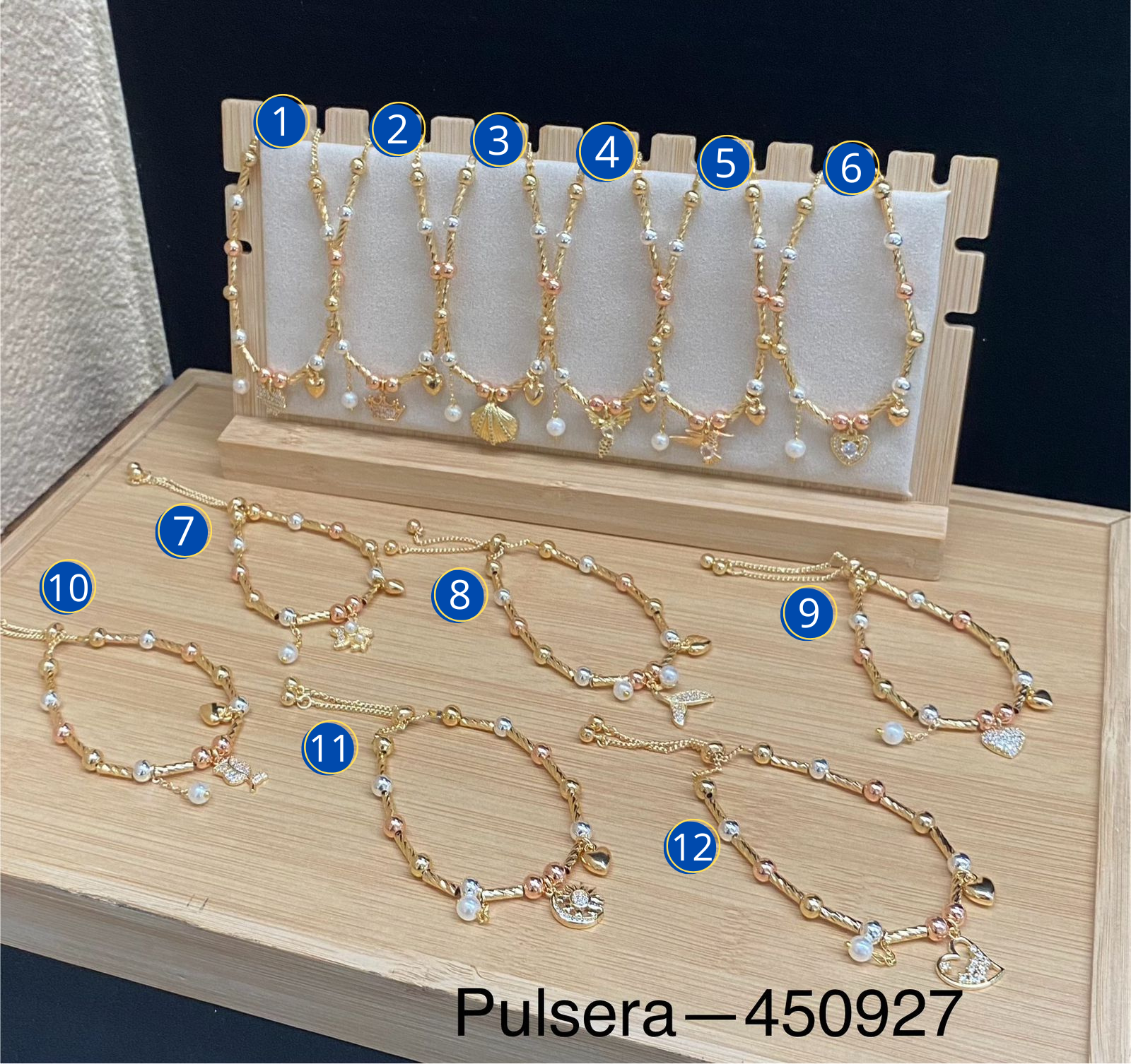 Pulseras con dijes M35 ORO LAMINADO