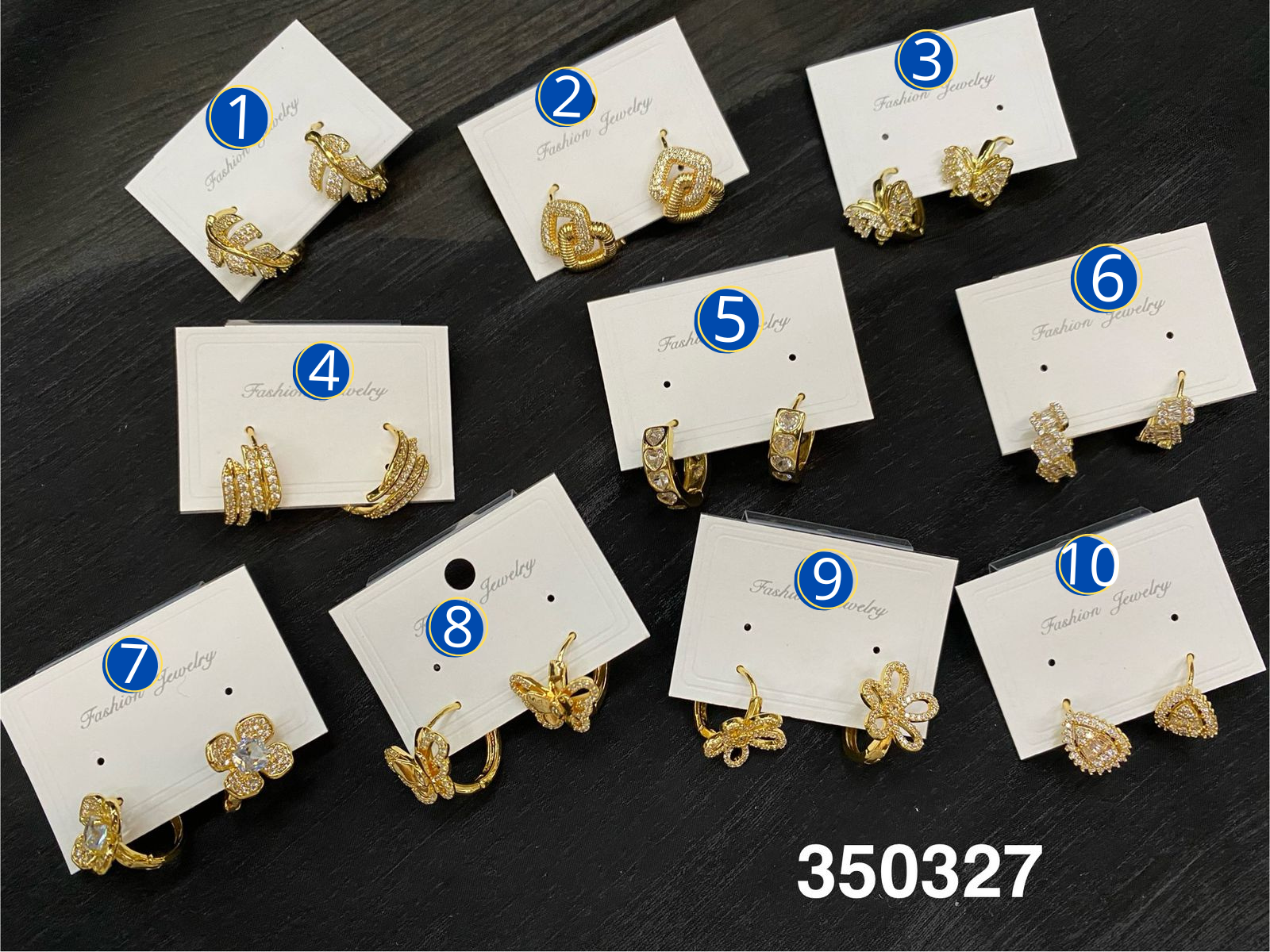 Aretes Dorados con Piedras de aro M10 Oro Laminado