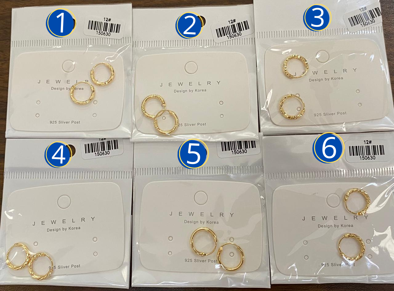 Aretes pequeños Dorados M2 Oro Laminado