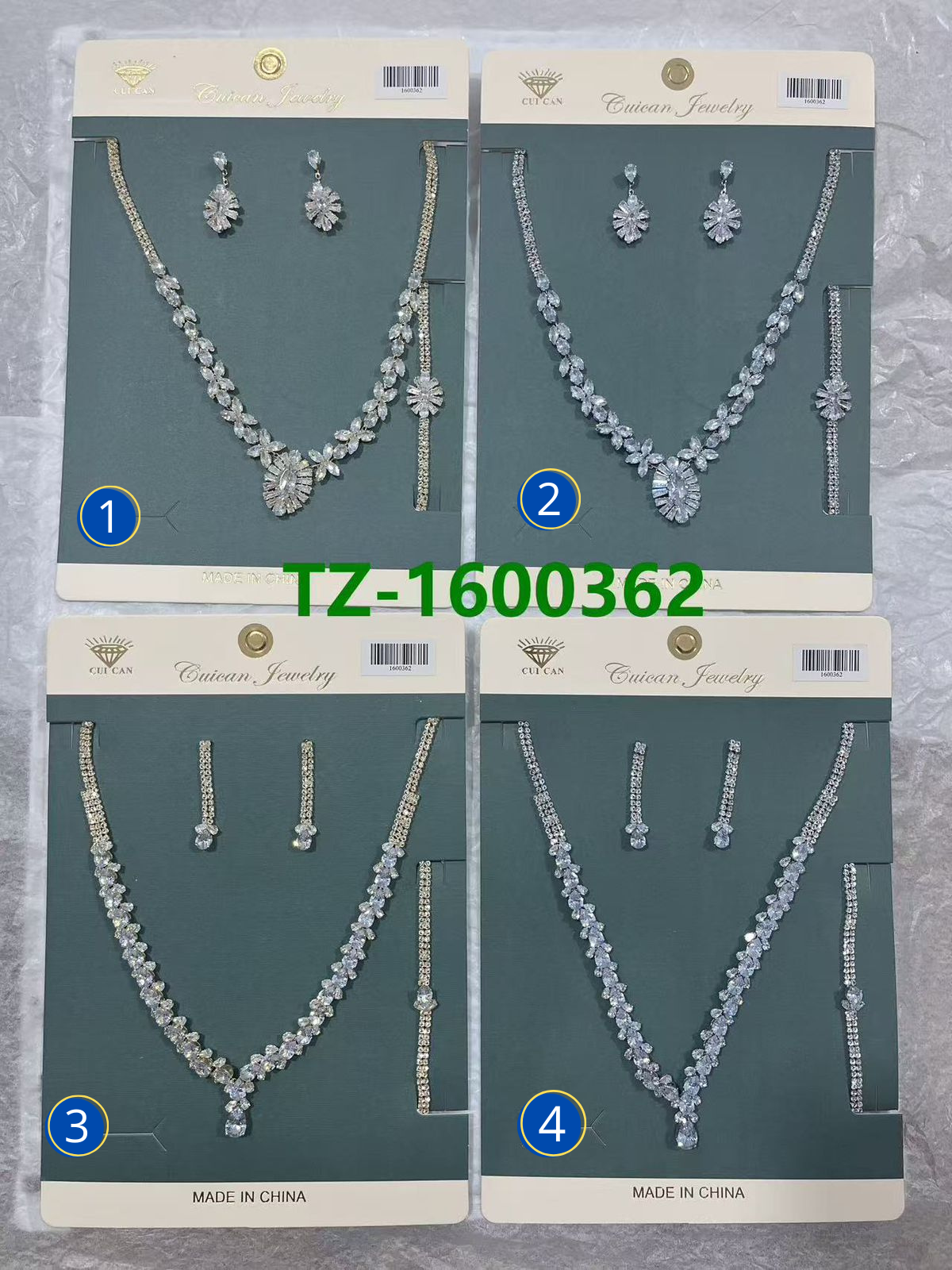 Conjuntos Plateados con piedras M14 Oro Laminado