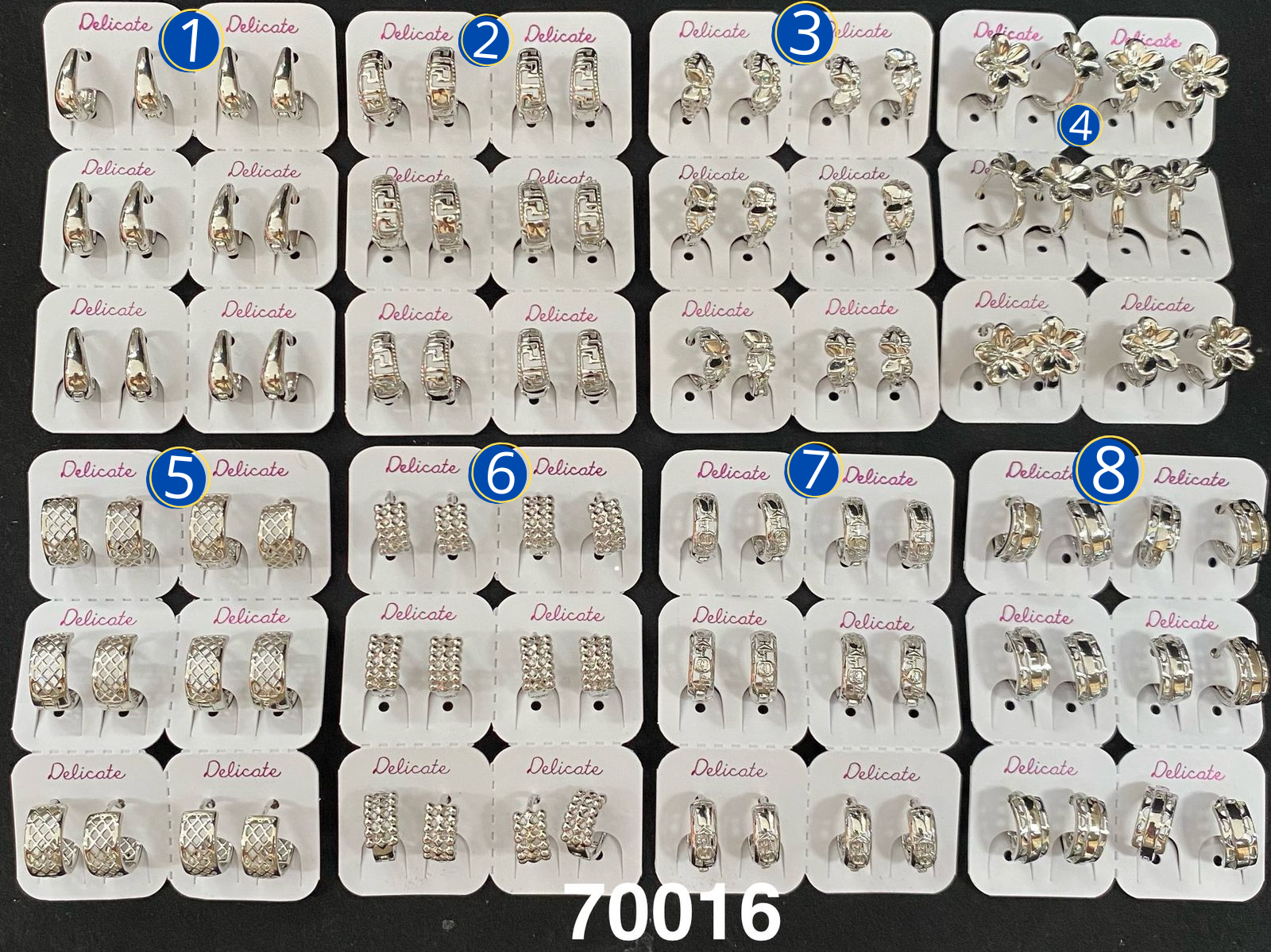 Paquete de 6 pares de Aretes Dorados M3 Oro Laminado