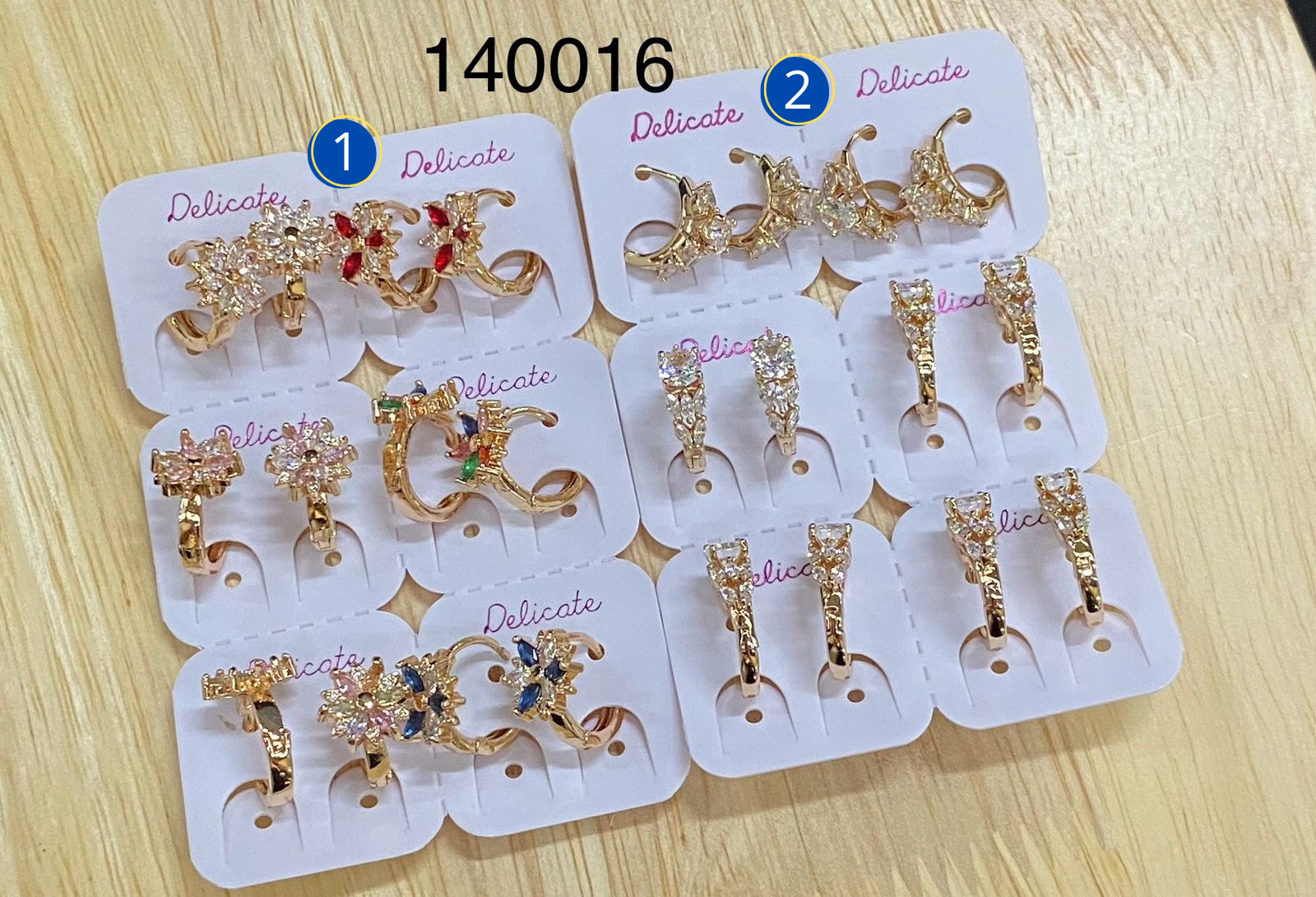 Aretes Dorados Paquete de 6 M14 Oro Laminado