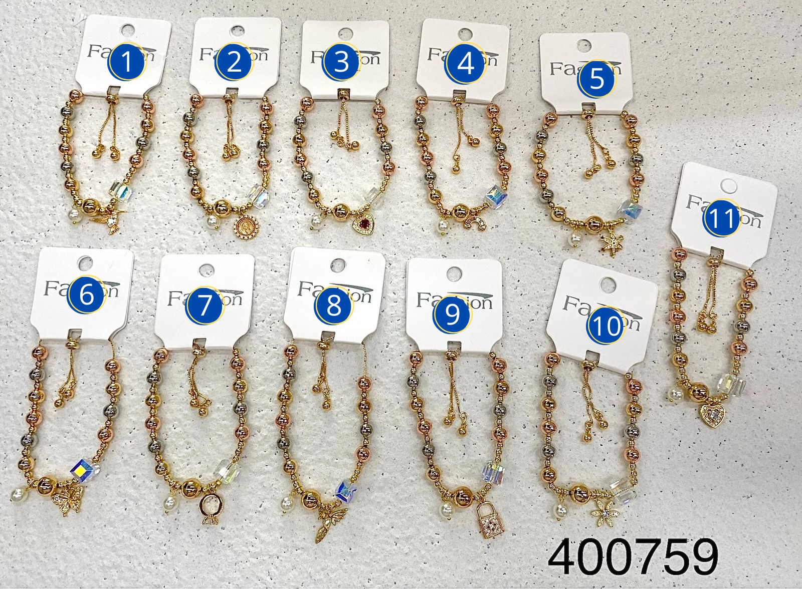 Pulseras con dijes M47 ORO LAMINADO