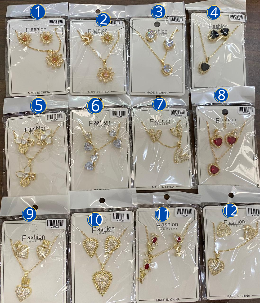 Conjuntos Dorados con piedras M3 Oro Laminado