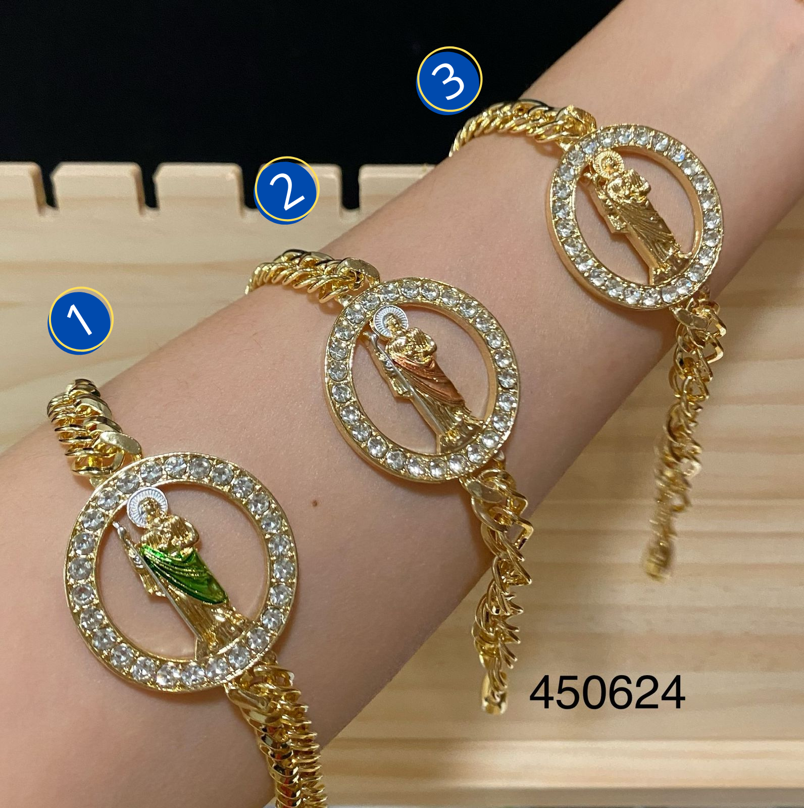 Pulsera Dorada De San Judas Tadeo M3 Oro Laminado