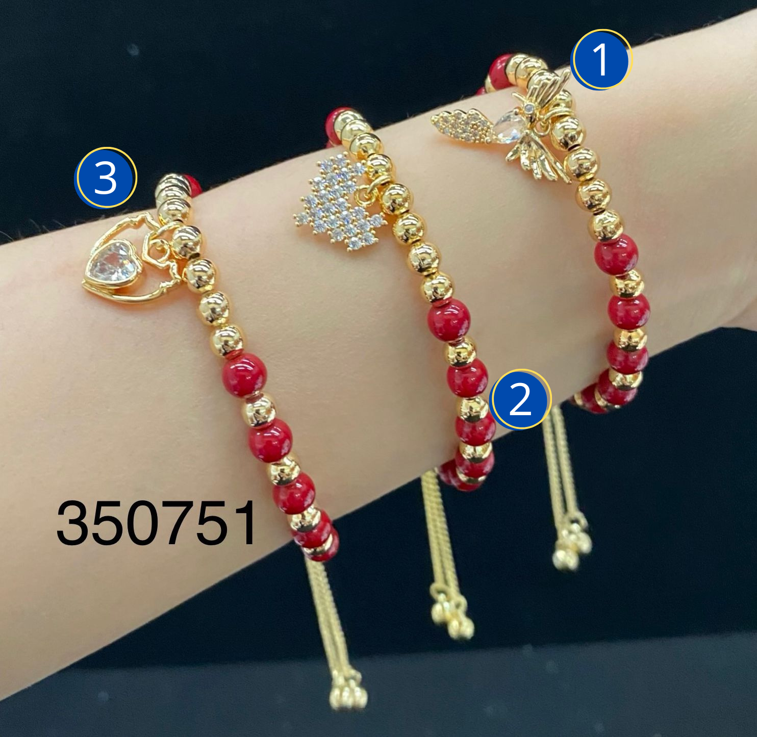 Pulseras con dijes M7 ORO LAMINADO