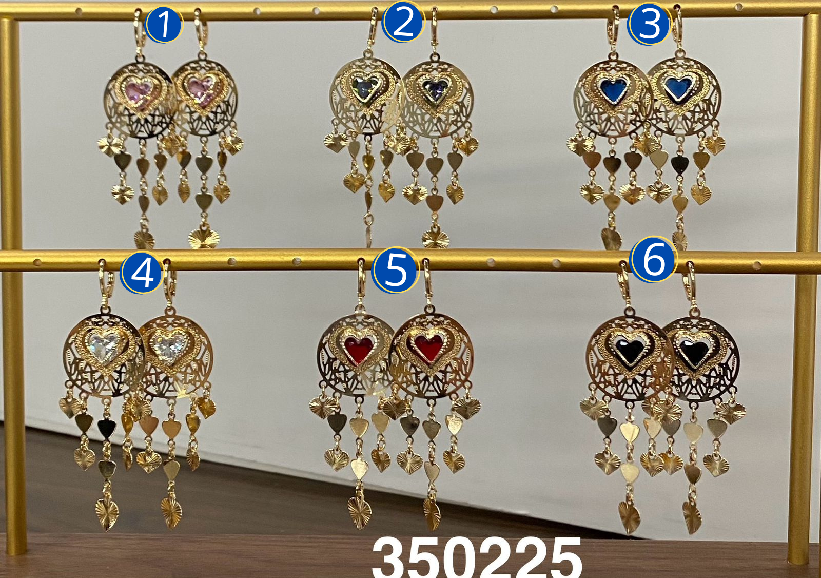 Aretes Largos con piedras M11 Oro Laminado 04/03/26
