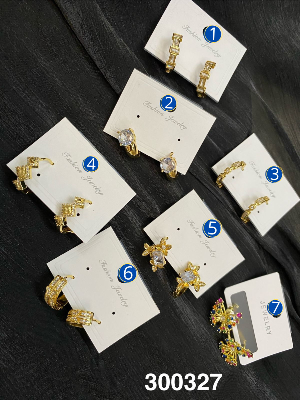 Aretes Dorados con Piedras de aro M7 Oro Laminado