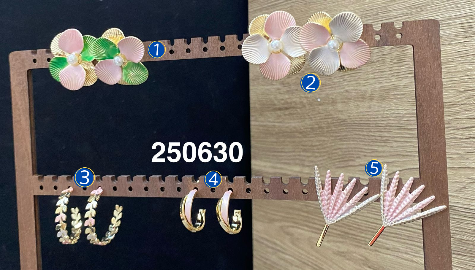 Aretes de Tres colores M7 Oro Laminado
