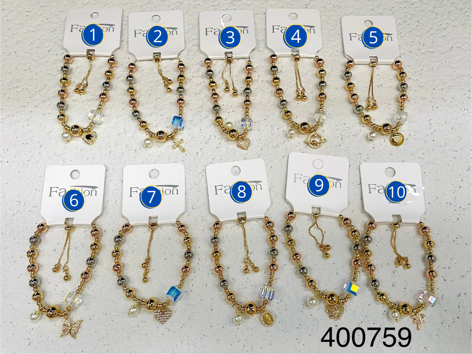 Pulseras con dijes M48 ORO LAMINADO