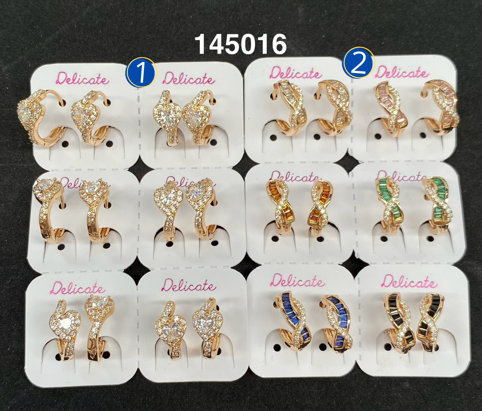 Paquete de 6 pares de aretes dorados M27 Oro Laminado
