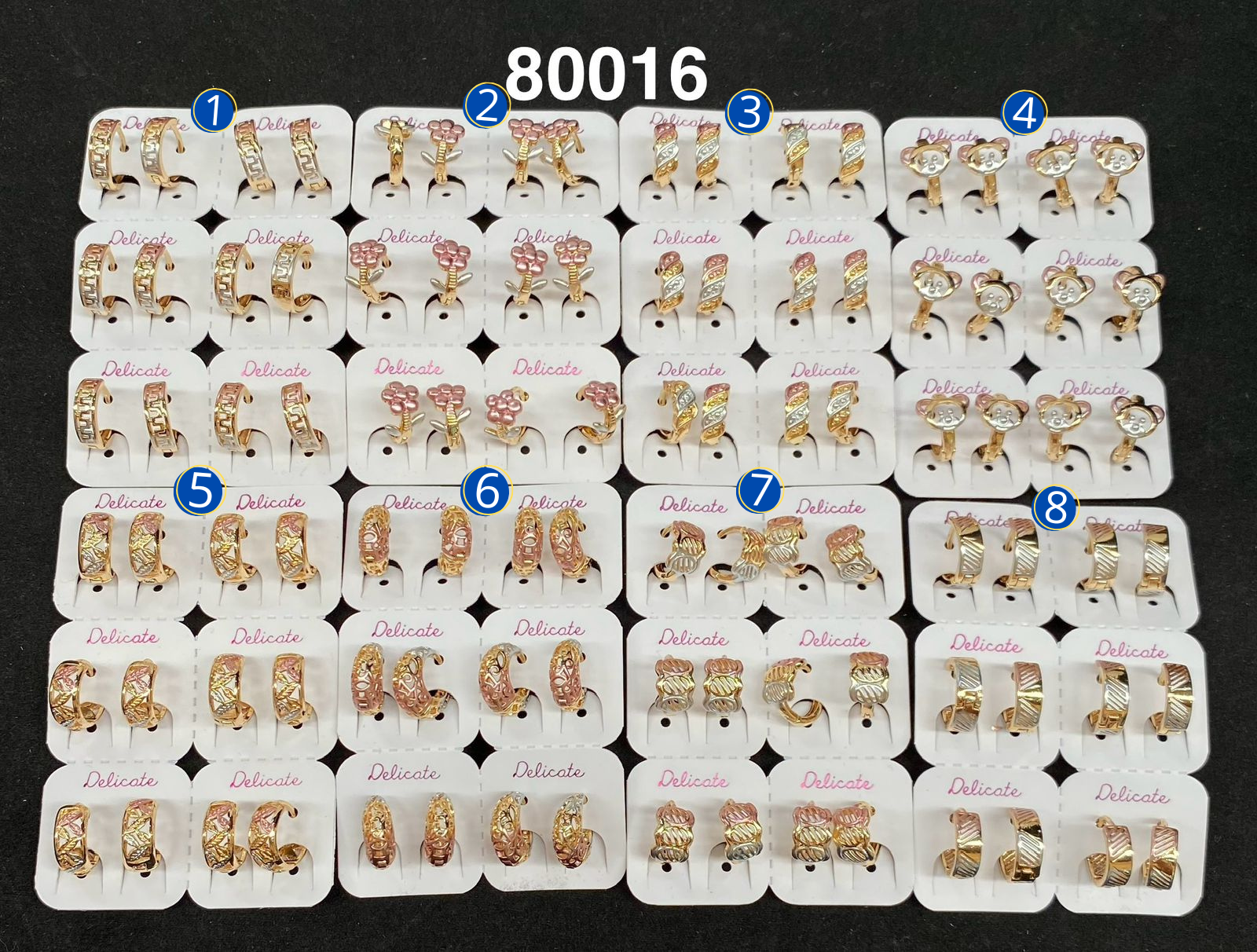 Paquete de 6 pares de aretes Dorados M5 Oro Laminado