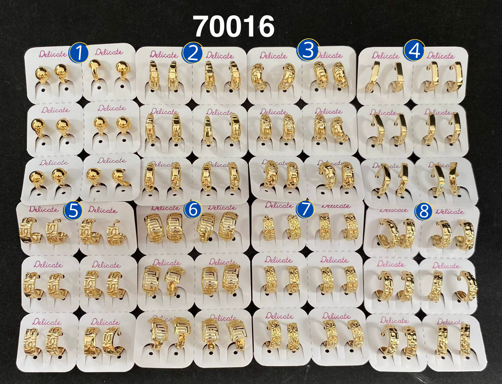 Paquete de 6 pares de aretes Dorados M11 Oro Laminado