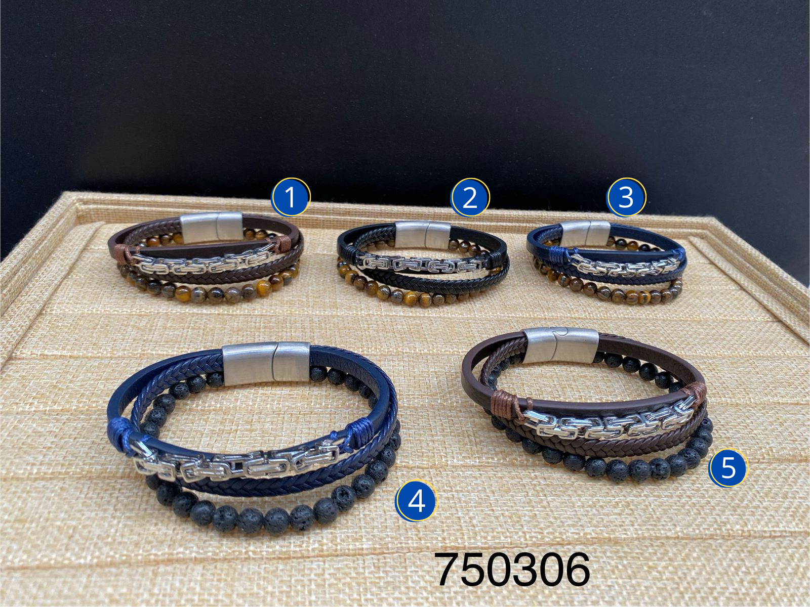 Pulsera de cuero M14 Oro Laminado