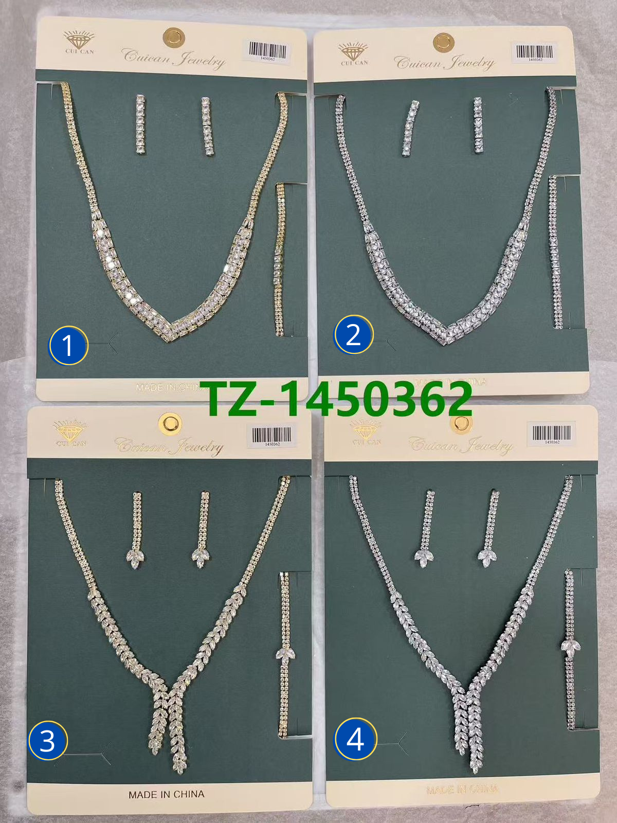 Conjuntos Plateados con piedras M12 Oro Laminado