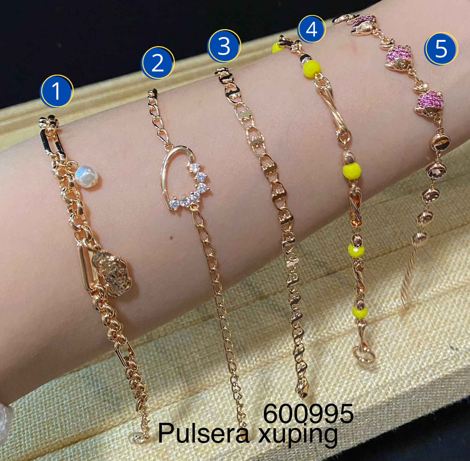 Pulsera Xuping Dorada M6 Oro Laminado