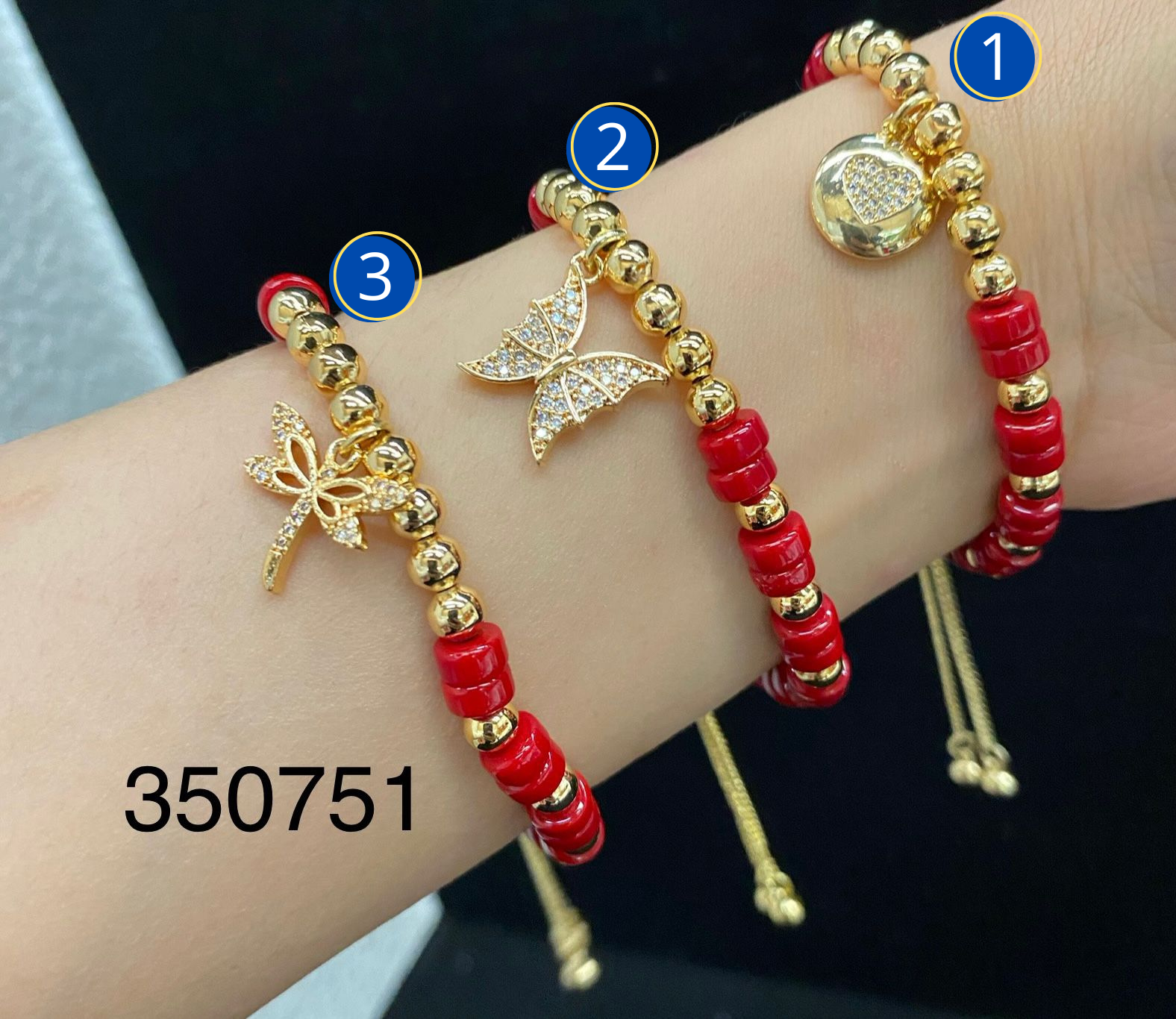 Pulseras con dijes M9 ORO LAMINADO