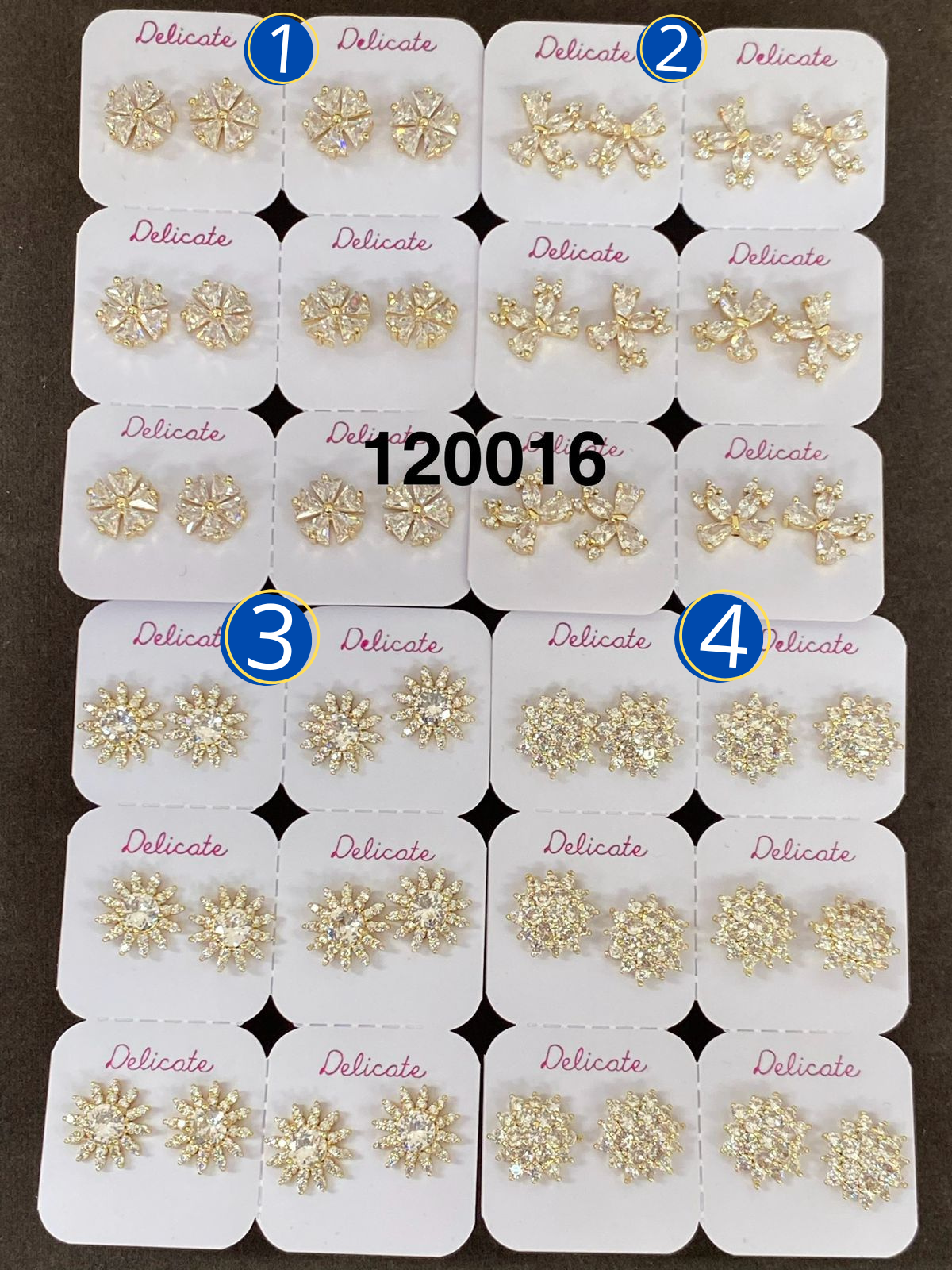 Paquete de 6 pares de Aretes Dorados M82 Oro Laminado