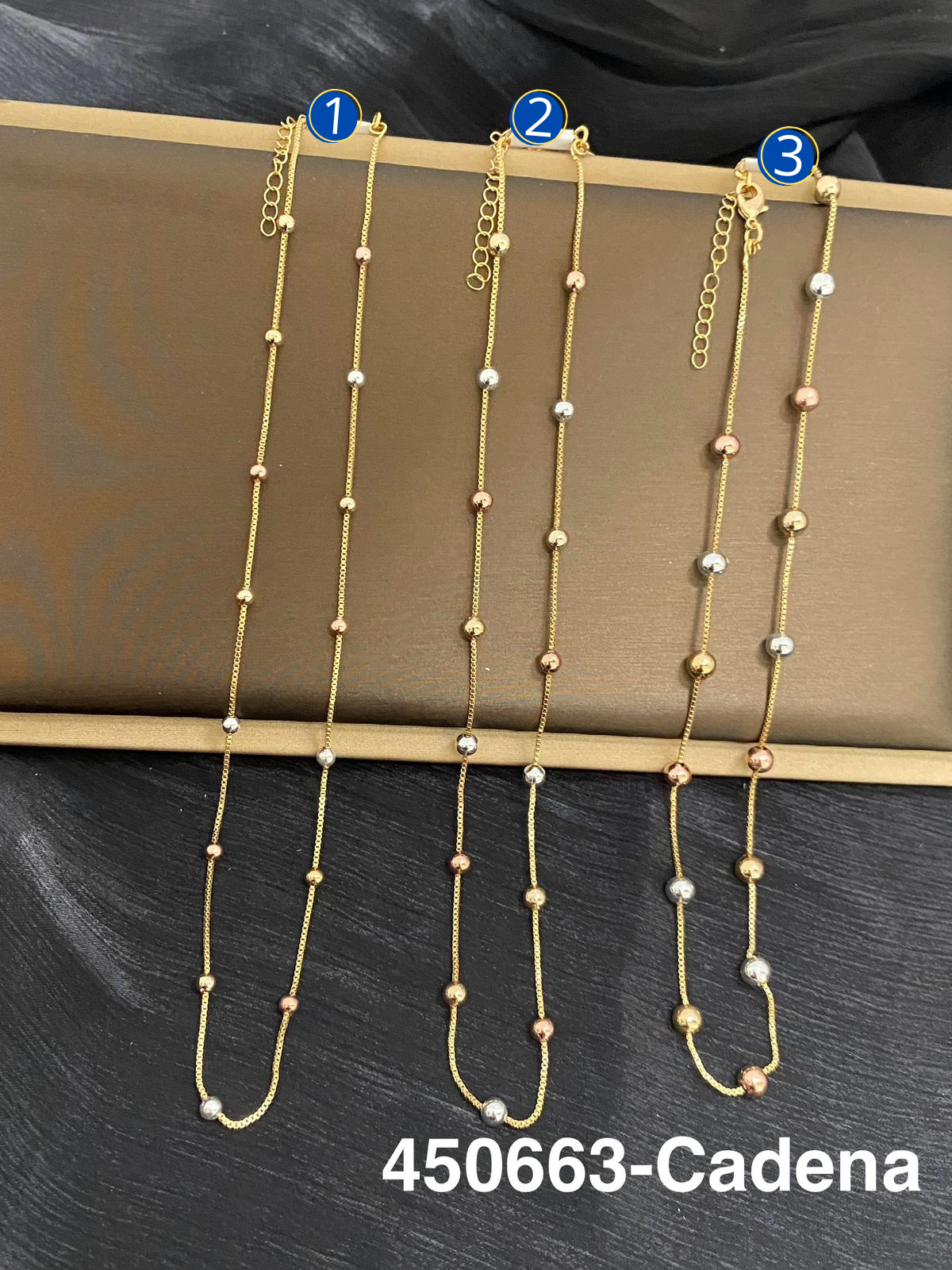 [08/JUNI/26] Cadena Dorada con Cuentas M3 Oro Laminado