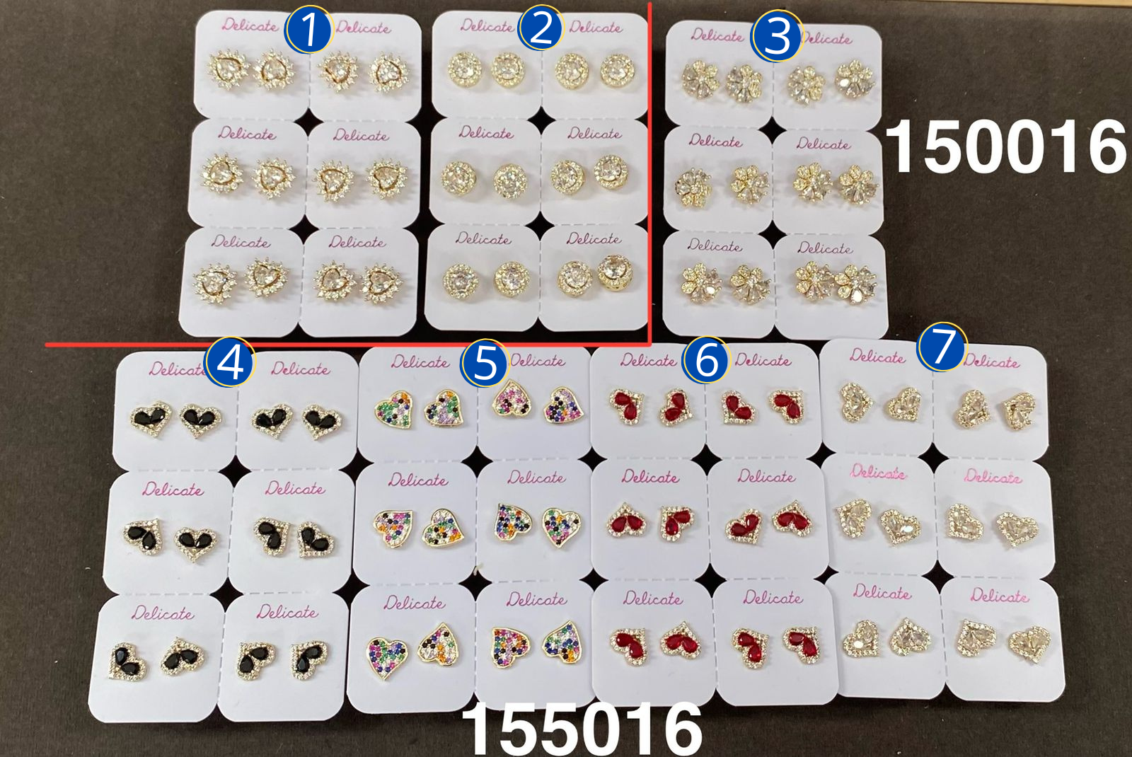 Paquete de 6 pares de Aretes Dorados M85 Oro Laminado