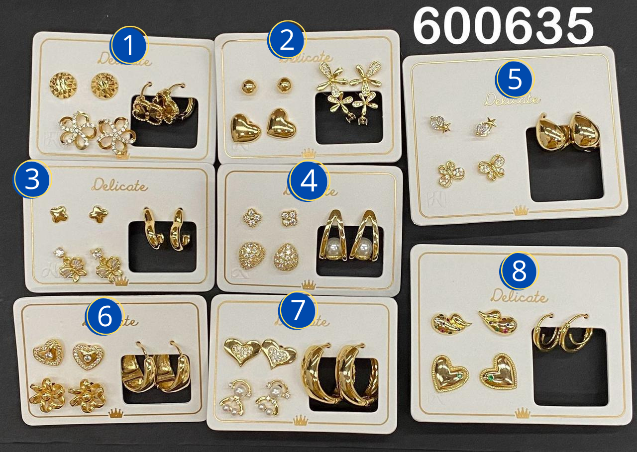 Paquetes de 3 Aretes Dorados M2 Oro Laminado