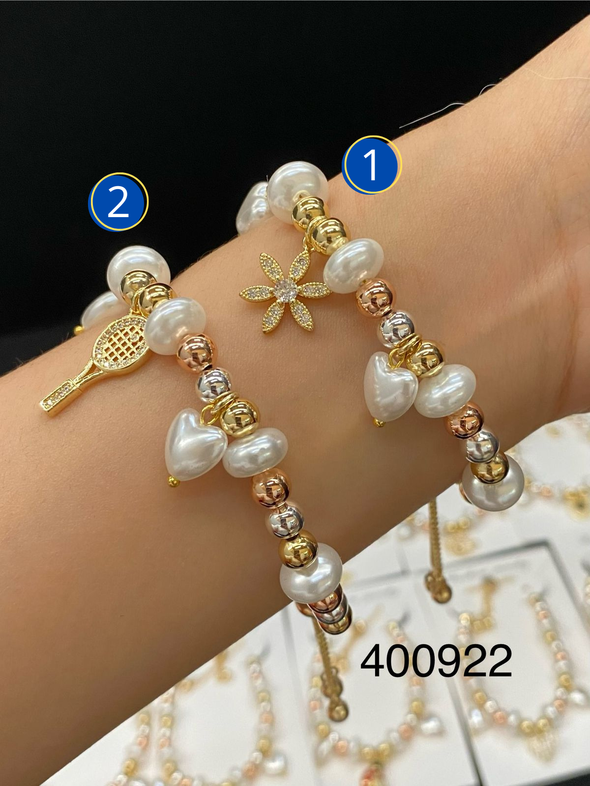 Pulseras con dijes M50 ORO LAMINADO
