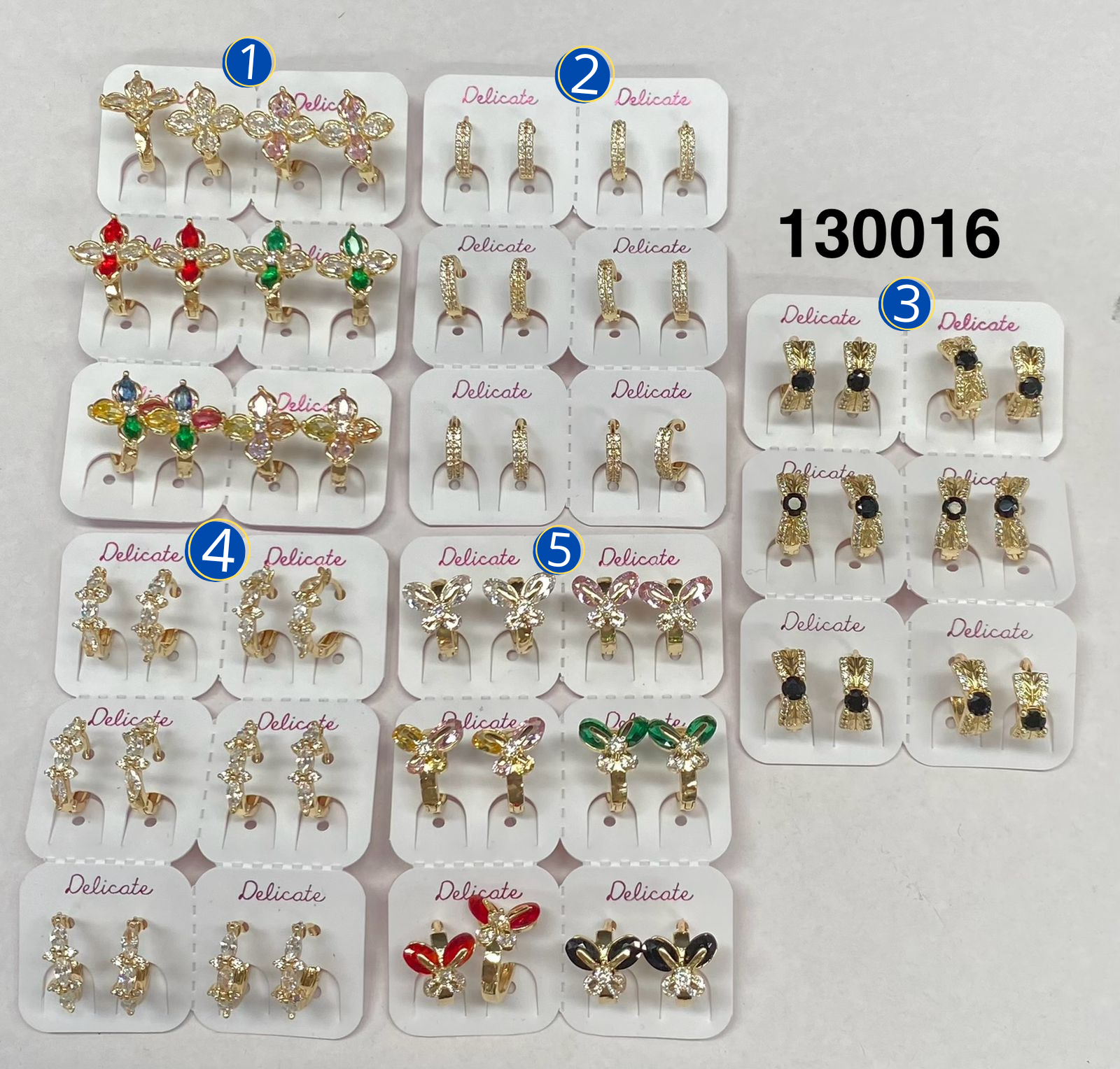 Paquete de 6 pares de Aretes Dorados M12 Oro Laminado