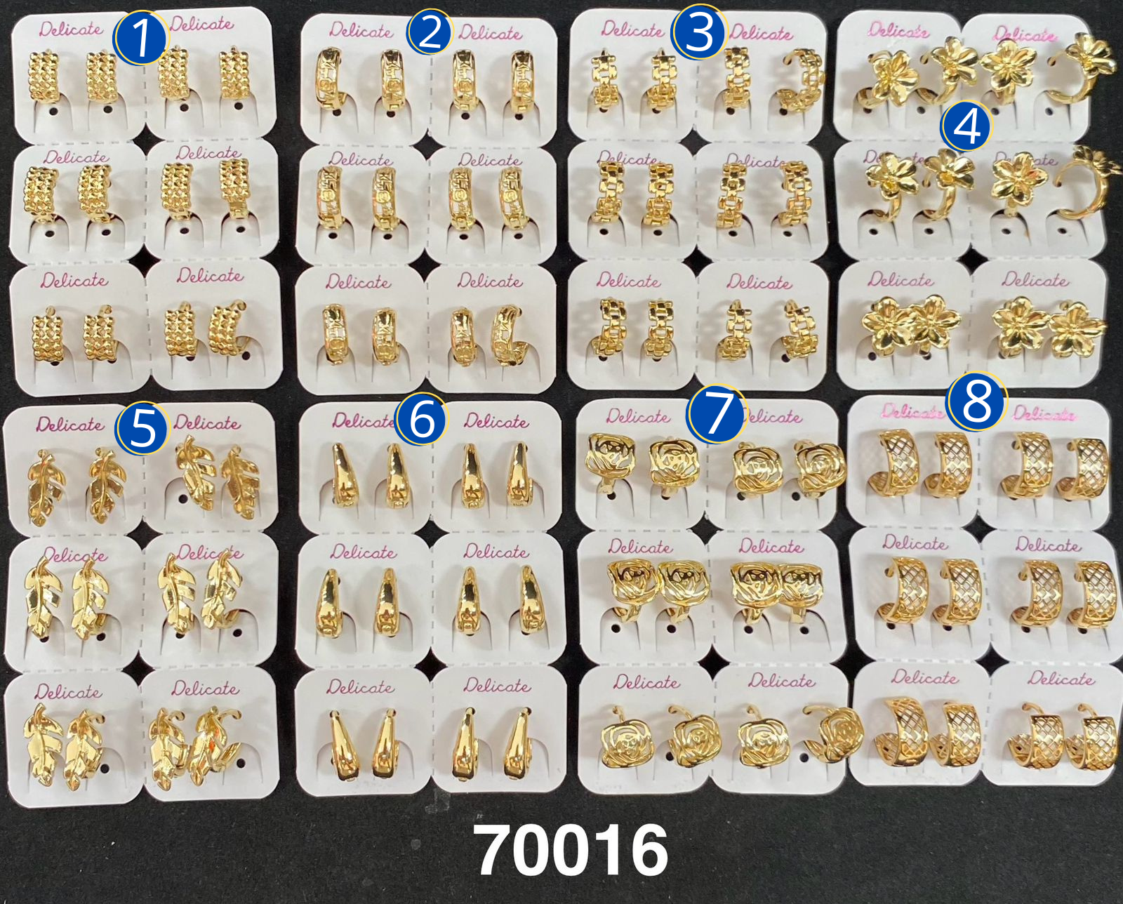 Paquete de 6 pares de Aretes Dorados M5 Oro Laminado