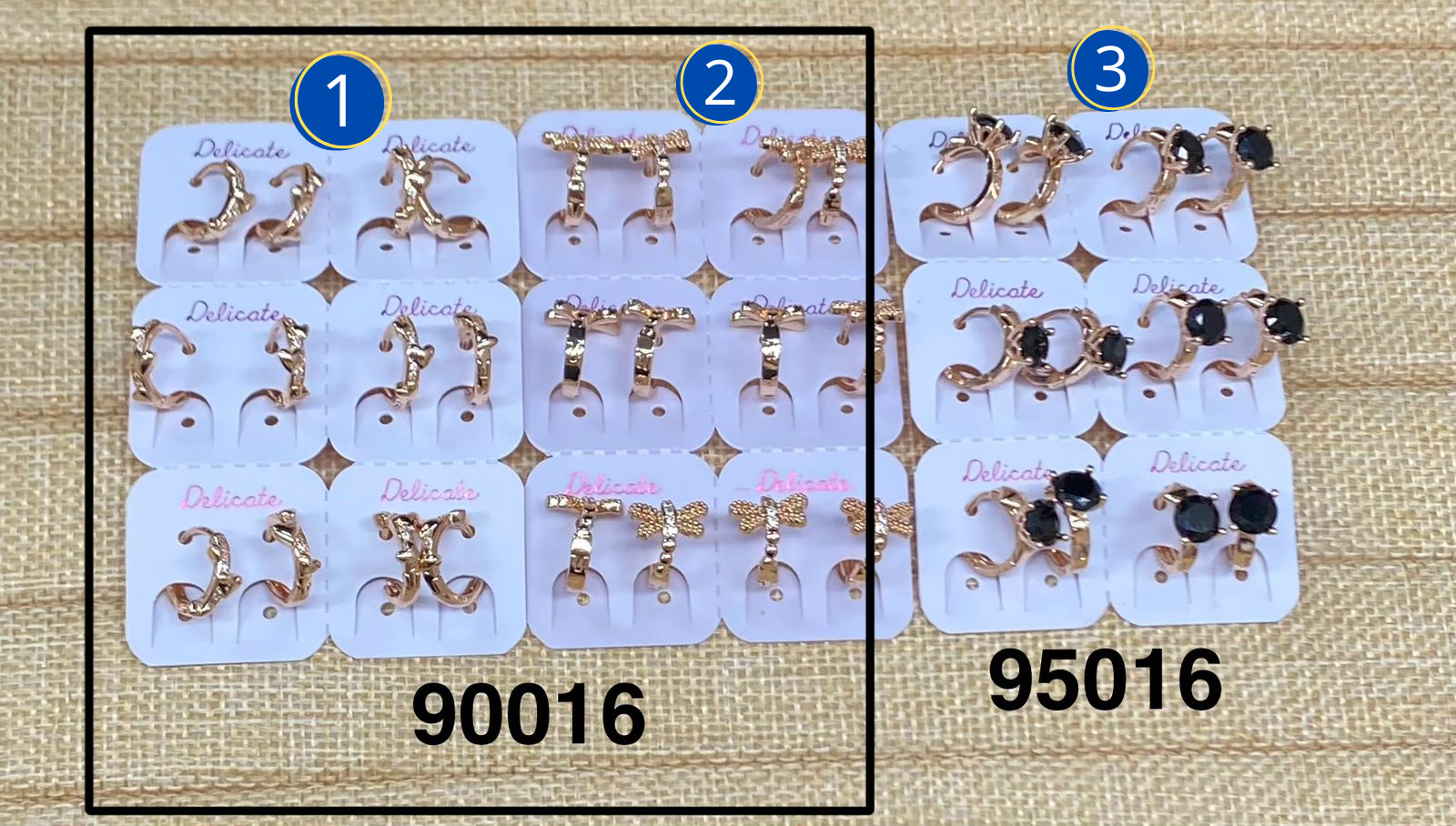 Aretes dorados Paquete de 6 M16 - Oro Laminado