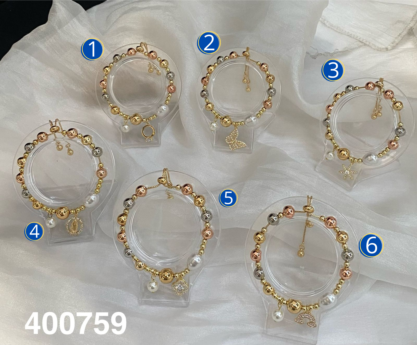 Pulseras Doradas con Dijes M4 Oro Laminado 02/03/26