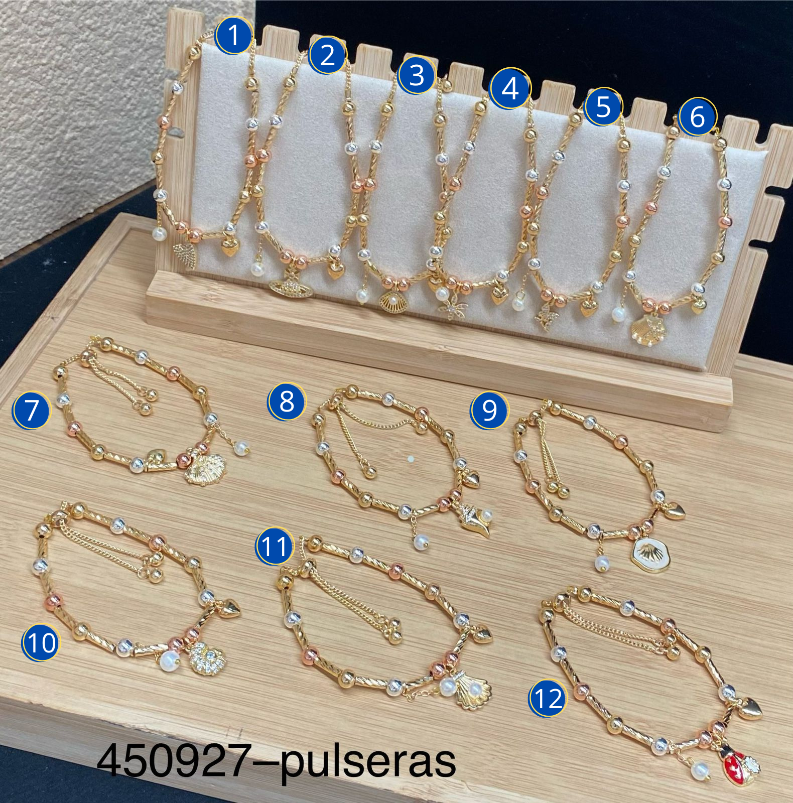 Pulseras con dijes M36 ORO LAMINADO