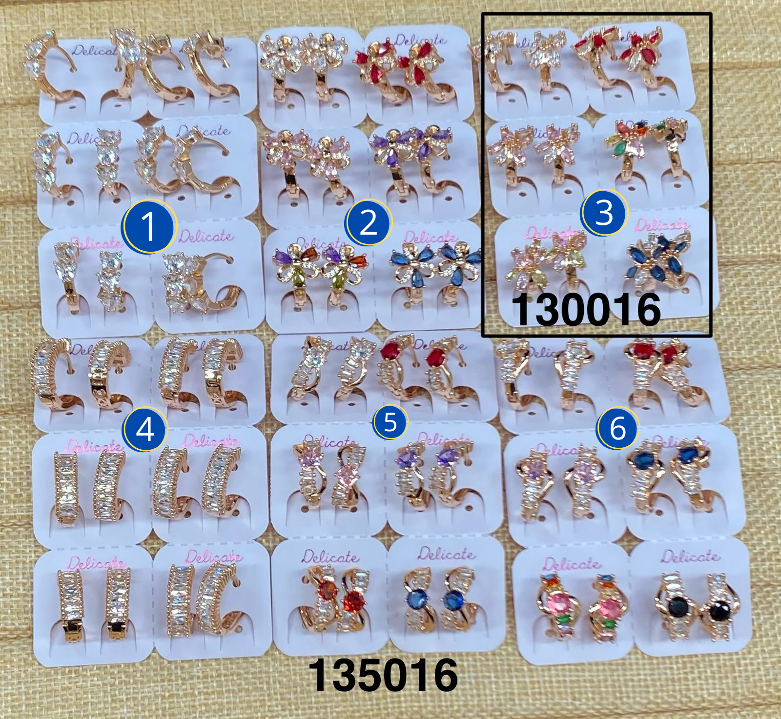 Aretes dorados Paquete de 6 M26 - Oro Laminado