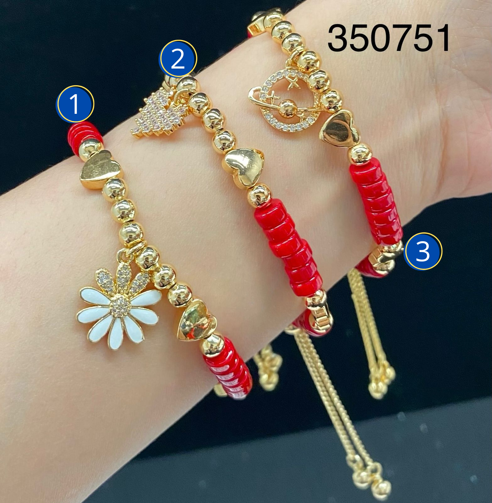 Pulseras con dijes M1 ORO LAMINADO